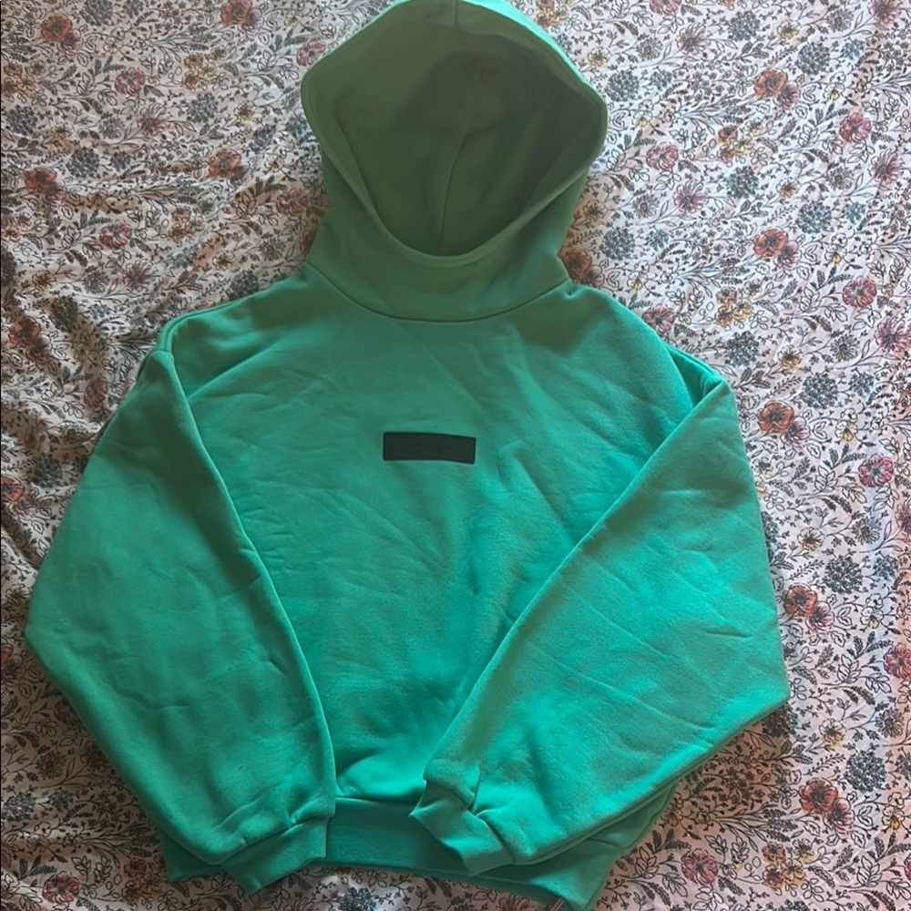 Green Hoodie with Black Patch